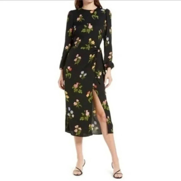 Reformation Reza Midi Dress in Night Bloom B182 - Picture 1 of 5